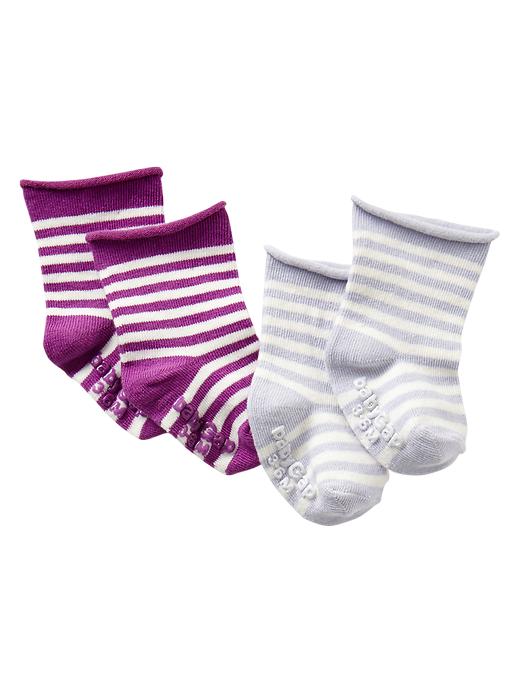 1 of 8 showing, with the color purple muse of product Rolled stripe socks (2-pack)