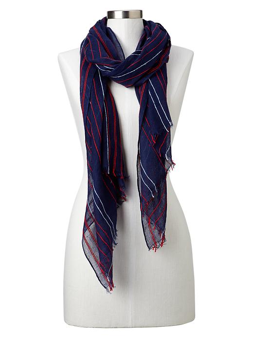 1 of 8 showing, with the color marine blue of product Embroidered stripe scarf