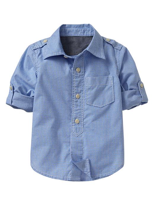 1 of 8 showing, with the color blue allure of product Convertible microcheck shirt
