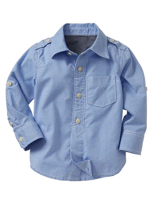 2 of 8 showing, with the color blue allure of product Convertible microcheck shirt