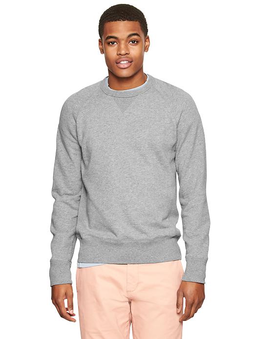 1 of 8 showing, with the color heather grey of product Lived-in crew pullover