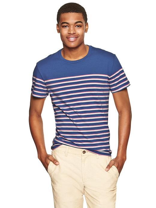 1 of 8 showing, with the color pink stripe of product Essential striped T-shirt