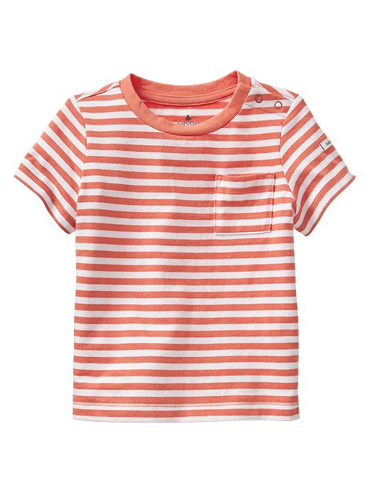 1 of 8 showing, with the color miami coral of product Stripe pocket tee
