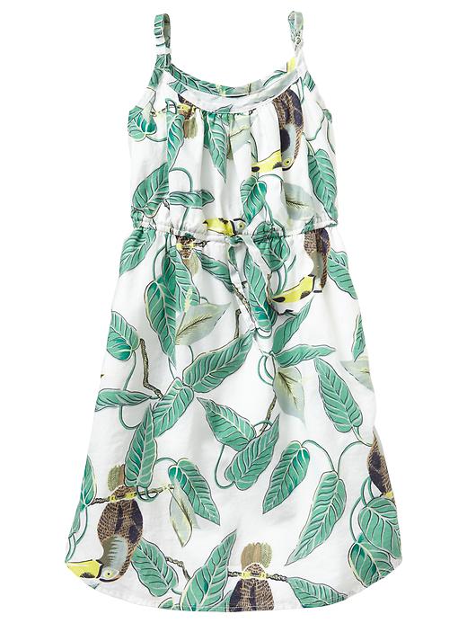 1 of 8 showing, with the color antique white of product Tropical toucan drawstring dress