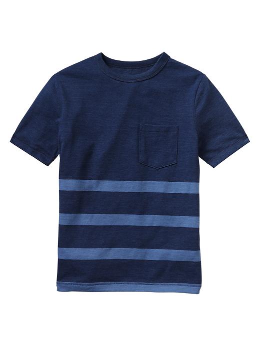 1 of 8 showing, with the color navy heather of product Tri-blend stripe pocket tee