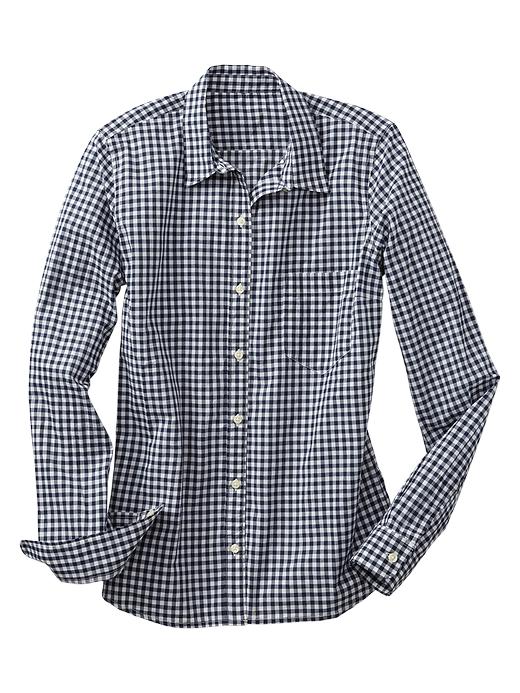 View large product image 2 of 3. Fitted boyfriend gingham shirt