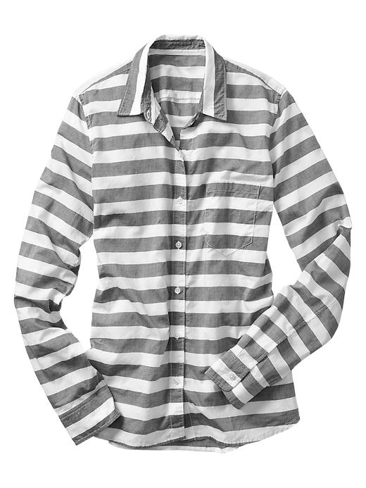2 of 8 showing, with the color gray stripe of product Fitted boyfriend stripe shirt
