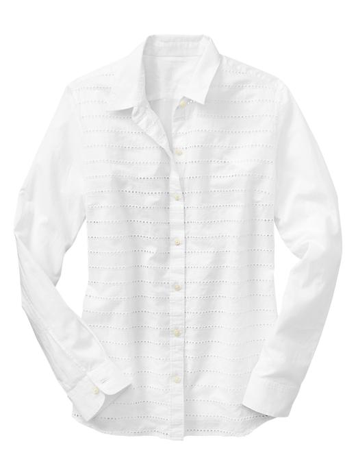 Image number 3 showing, Fitted boyfriend eyelet-stripe shirt