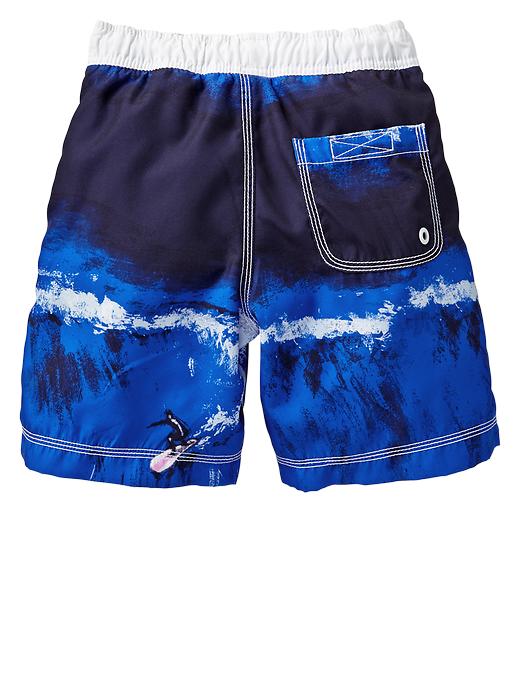 2 of 8 showing, with the color light blue/navy of product Surfer swim trunks