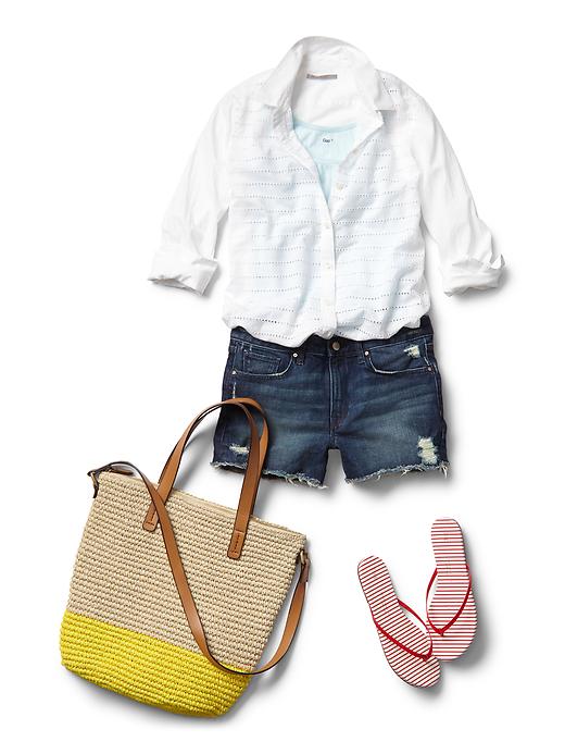 Image number 2 showing, Fitted boyfriend eyelet-stripe shirt