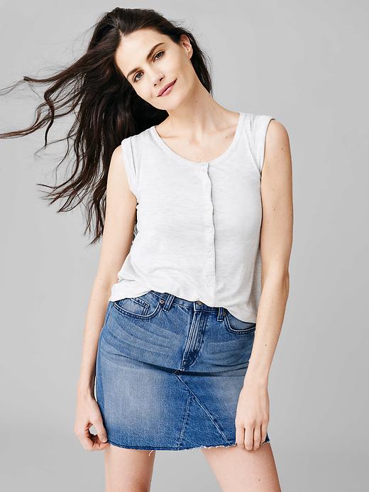 2 of 8 showing, with the color heather gray of product Sleeveless drapey henley