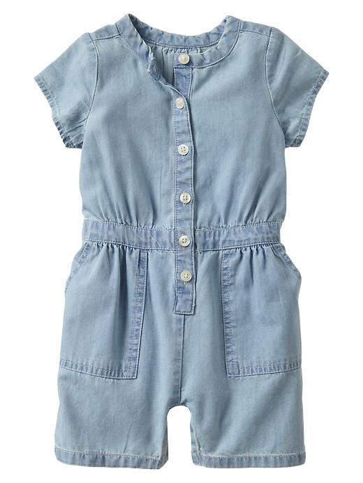 1 of 8 showing, with the color light denim of product Denim one-piece
