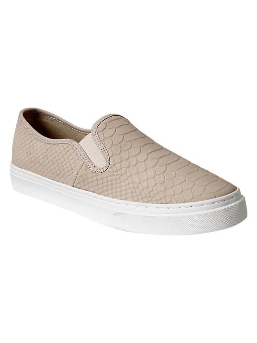 1 of 8 showing, with the color margate sand of product Snakeskin textured slip-on sneakers