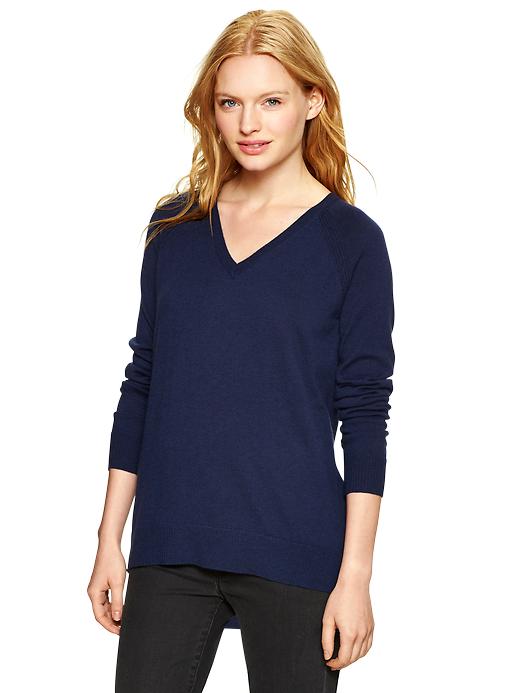 1 of 8 showing, with the color navy heather of product Eversoft V-neck sweater