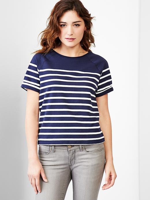 1 of 8 showing, with the color navy stripe of product Stripe sweatshirt top