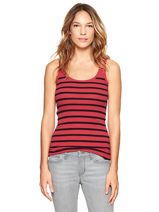 1 of 8 showing, with the color red stripe of product Essential stripe rib tank