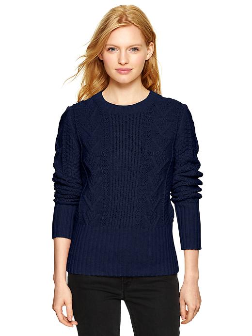 1 of 8 showing, with the color dark night of product Cable knit sweater