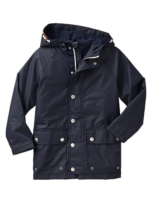 1 of 8 showing, with the color navy of product Rain jacket