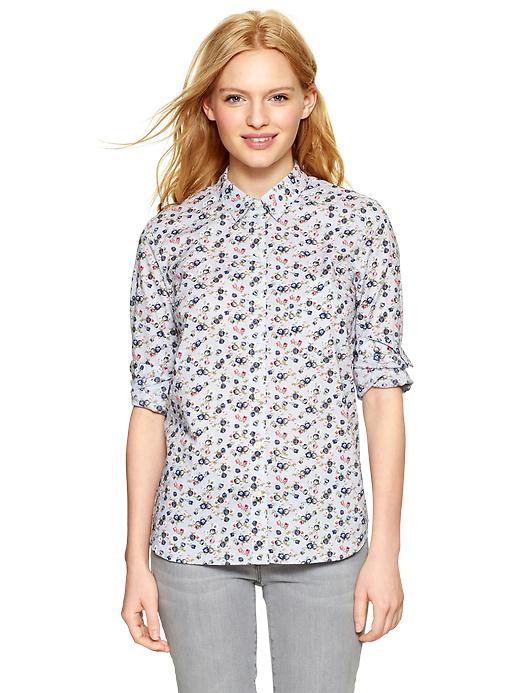 1 of 8 showing, with the color blue floral of product Fitted boyfriend printed shirt