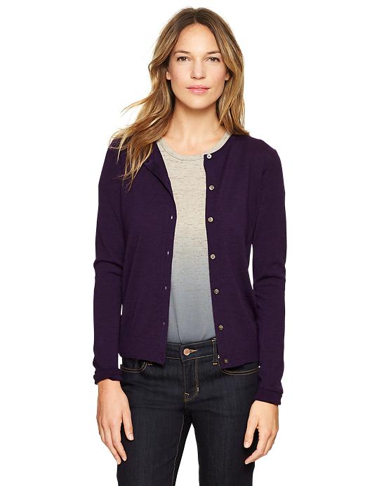 1 of 8 showing, with the color plum heather of product Merino cardigan