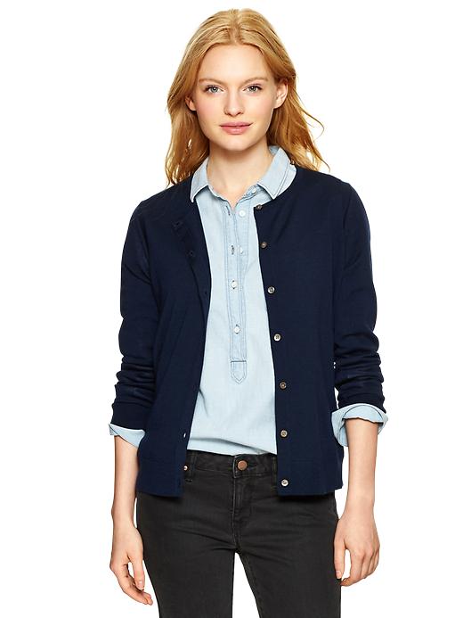 1 of 8 showing, with the color navy of product Merino cardigan