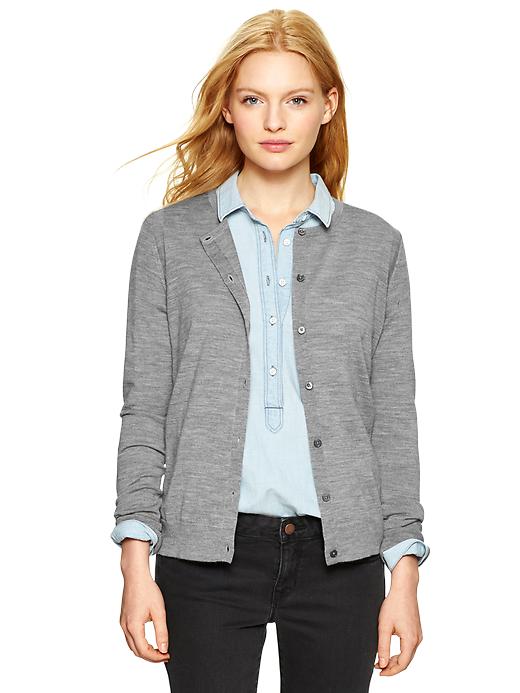 1 of 8 showing, with the color light gray heather of product Merino cardigan