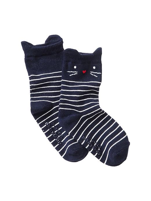 1 of 8 showing, with the color blue galaxy of product Cat crew socks