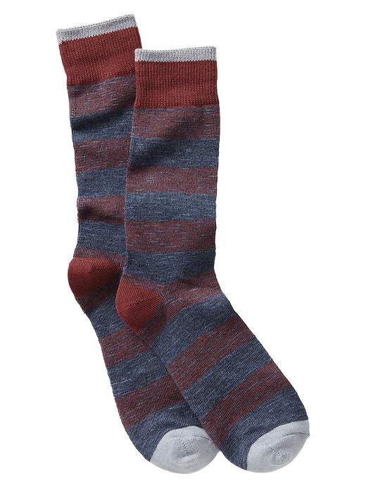 1 of 8 showing, with the color navy heather of product Slubby stripe socks