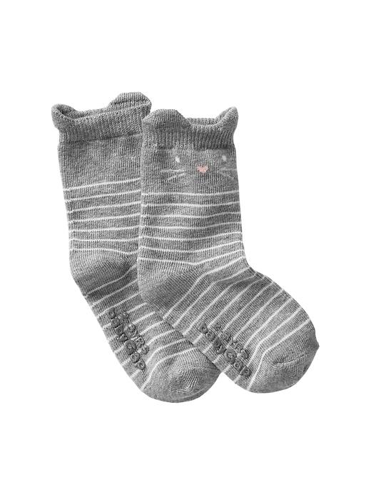 1 of 8 showing, with the color light heather gray of product Cat crew socks