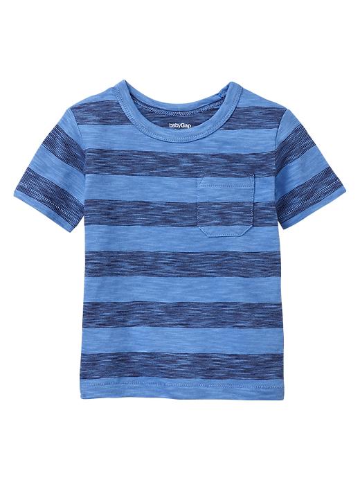 1 of 8 showing, with the color blue of product Slub stripe pocket tee