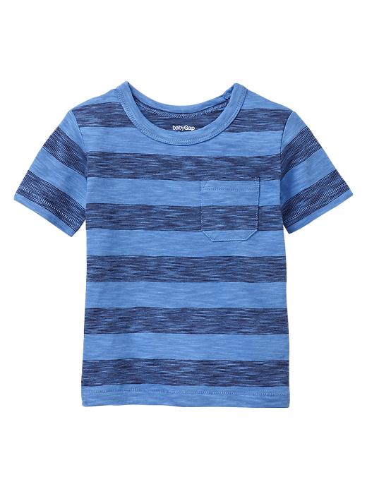 View large product image 1 of 1. Slub stripe pocket tee