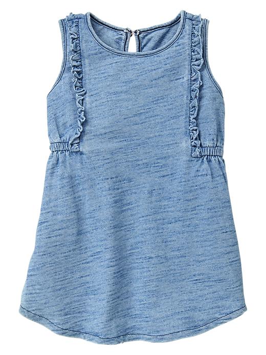 1 of 8 showing, with the color medium indigo of product Indigo ruffle-trim dress