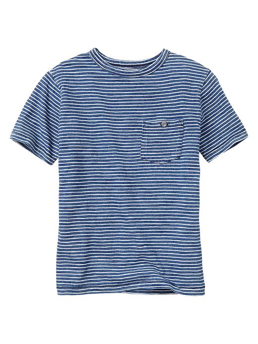 1 of 8 showing, with the color medium indigo of product Mini-stripe pocket tee