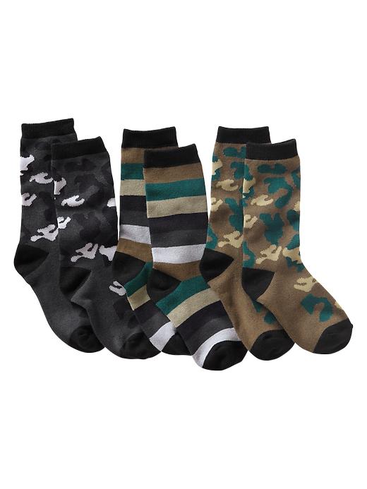 1 of 8 showing, with the color golden of product Camo socks (3-pack)