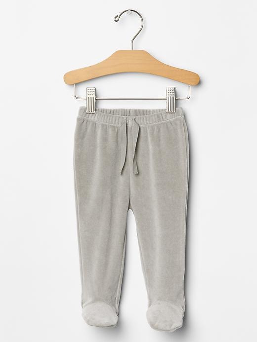 1 of 8 showing, with the color oxide grey of product Organic velour footed pants