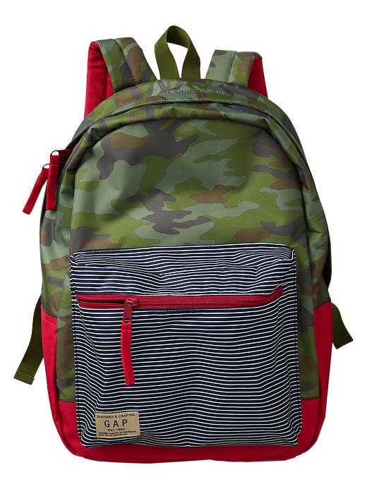 1 of 8 showing, with the color green camo of product Senior nylon backpack