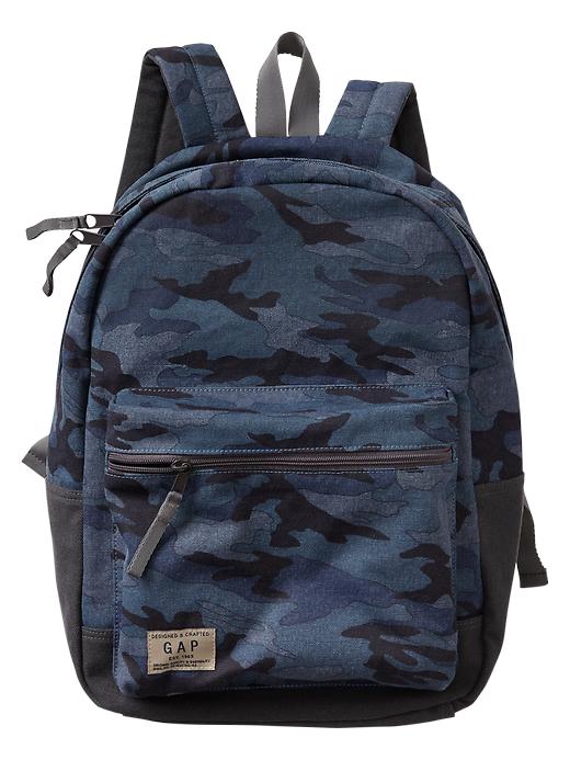 1 of 8 showing, with the color blue camo of product Senior canvas backpack
