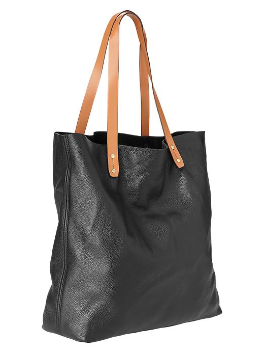 1 of 8 showing, with the color true black of product Leather tote
