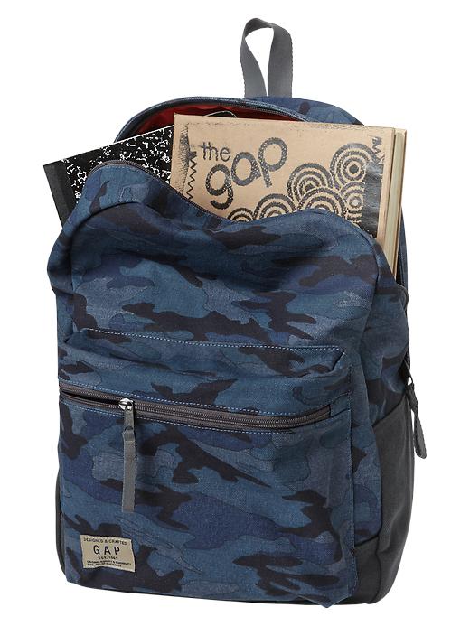 2 of 8 showing, with the color blue camo of product Senior canvas backpack