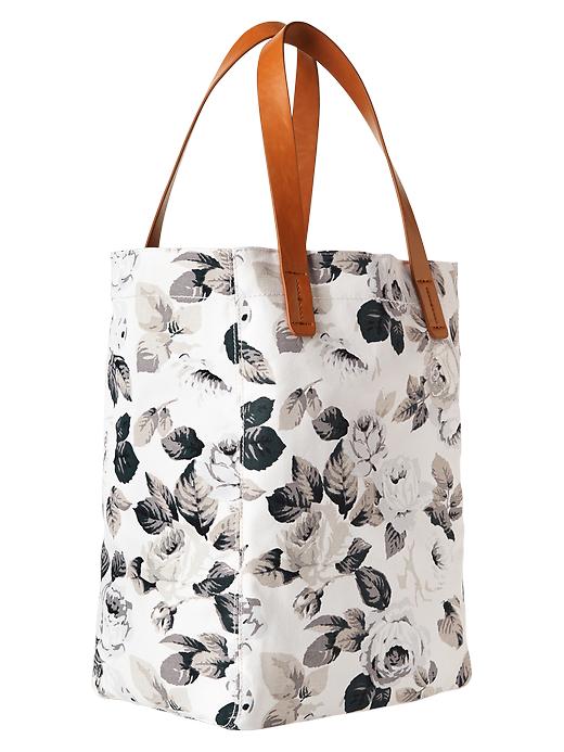 1 of 8 showing, with the color black leaves of product Printed canvas tote