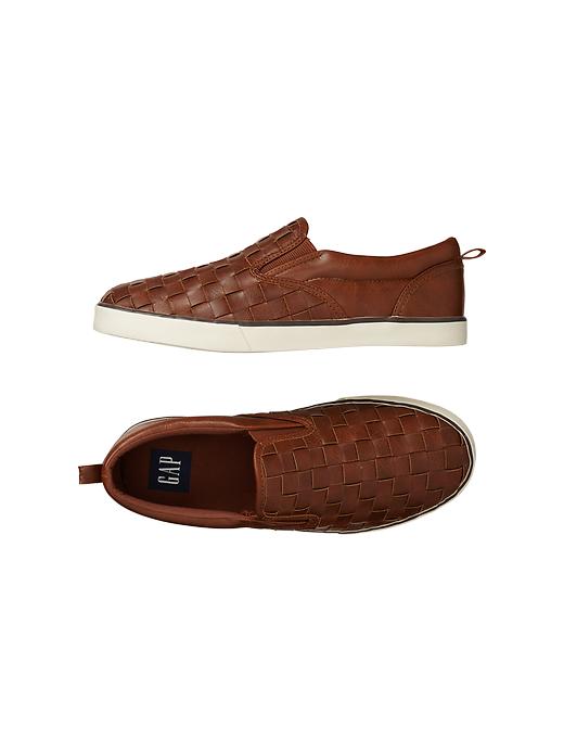 1 of 8 showing, with the color acorn of product Woven slip-on sneakers