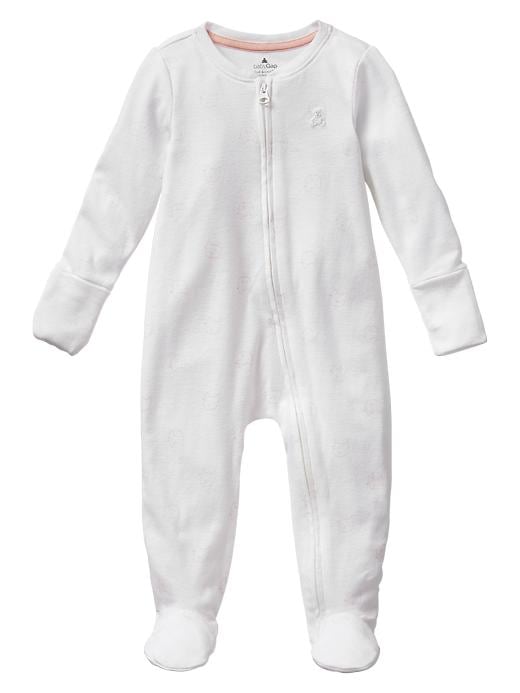 1 of 8 showing, with the color pure pink of product Favorite bear footed one-piece