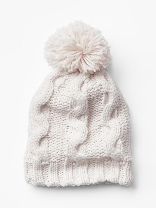 1 of 8 showing, with the color sloe gin of product Cable knit pom-pom beanie