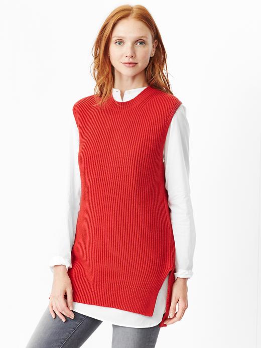 1 of 8 showing, with the color new nordic red of product Sleeveless sweater tunic