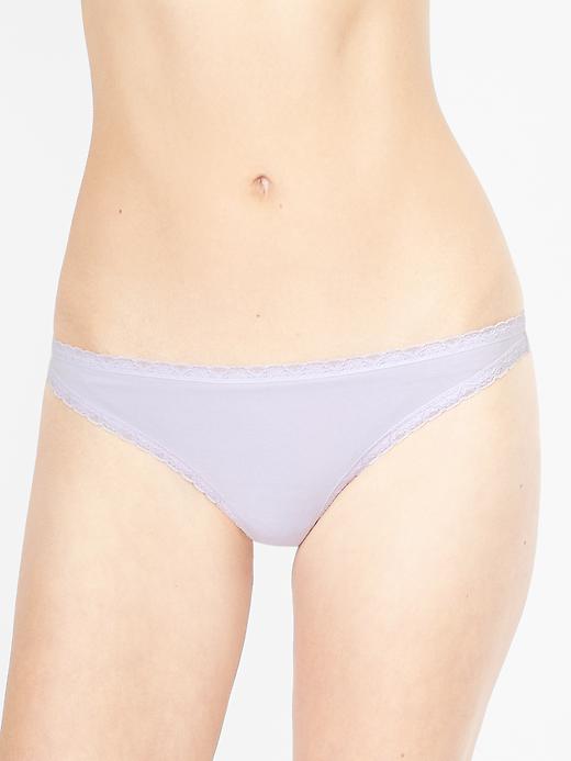1 of 8 showing, with the color oxford purple of product Lace-trim thong