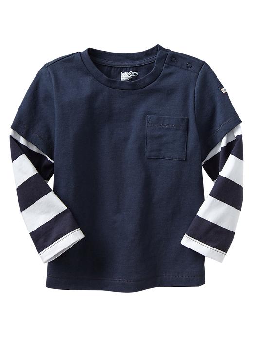 1 of 8 showing, with the color navy of product 2-in-1 stripe tee