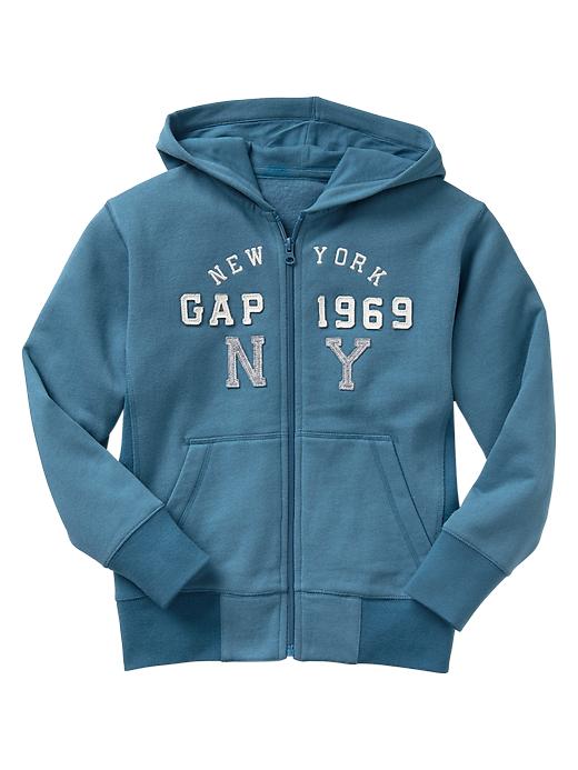 1 of 8 showing, with the color blue shale of product Logo zip hoodie