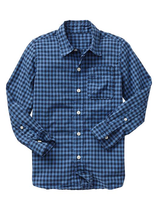 1 of 8 showing, with the color navy gingham of product Plaid shirt