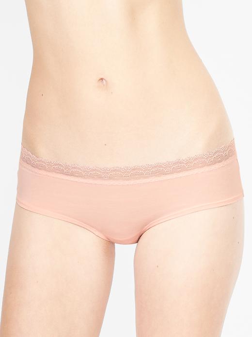 1 of 8 showing, with the color murmur pink of product Modal lace-trim hipster tanga