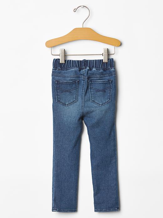 2 of 8 showing, with the color indigo denim of product Knit legging jeans